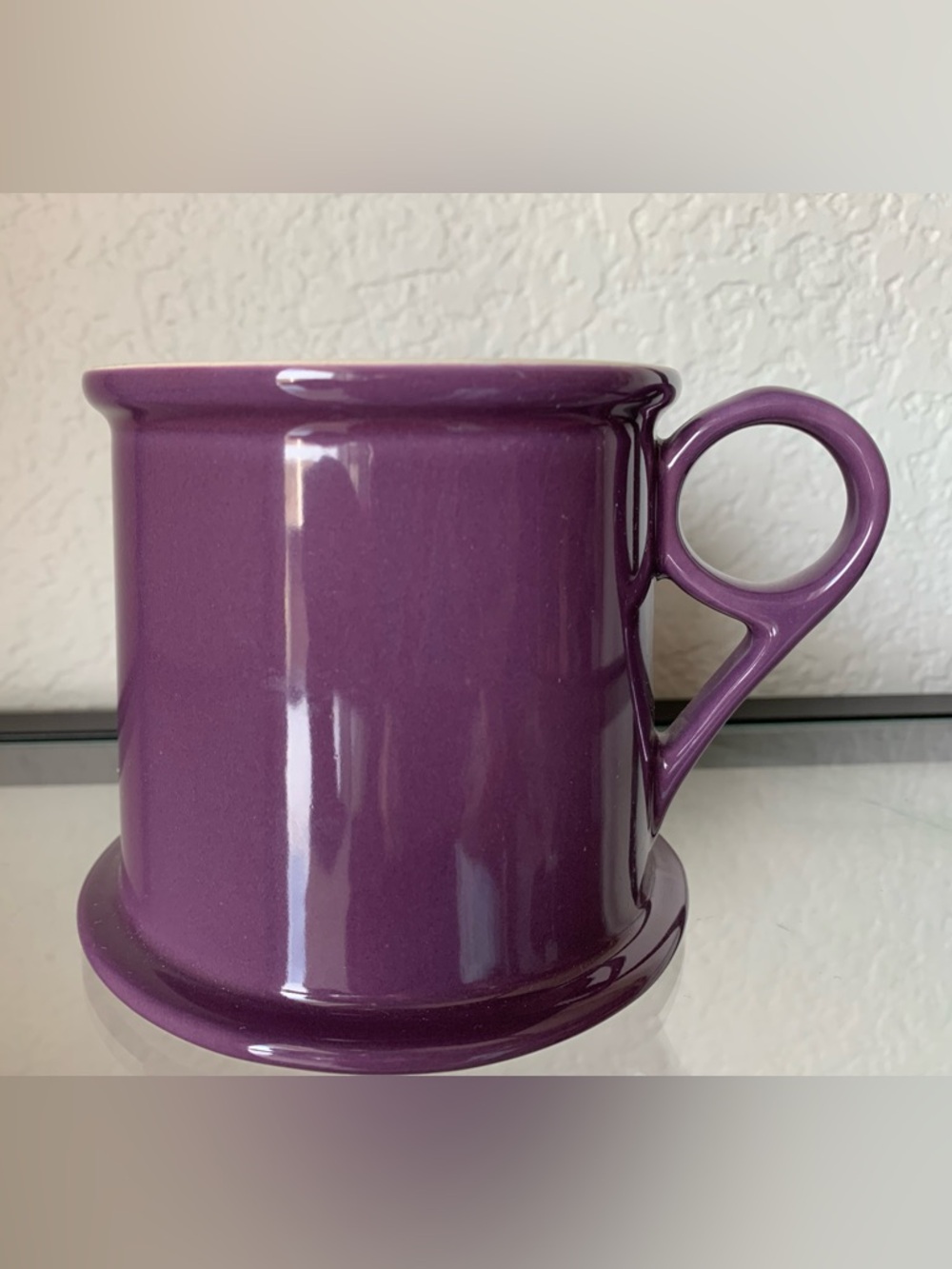 NWOT Pier 1 Purple Stoneware Coffee Mug Tea Cup with Ring Handle Modern Simple